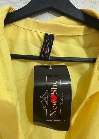 Sarı Kadın Mini Keten Gömlek - Görsel 2