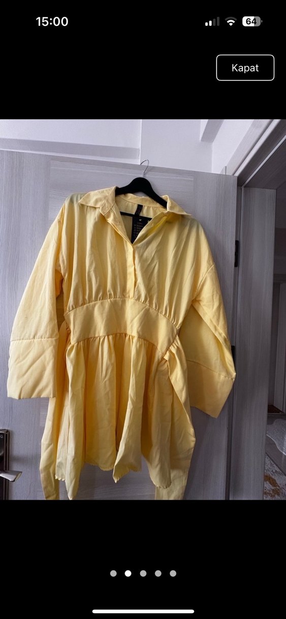 Sarı Mini Keten Gömlek - Görsel 2