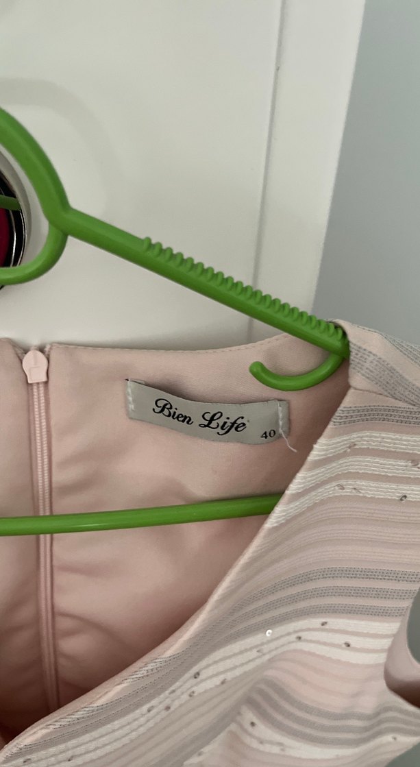 Pembe Pilili V Yakalı Mini Elbise - Görsel 2