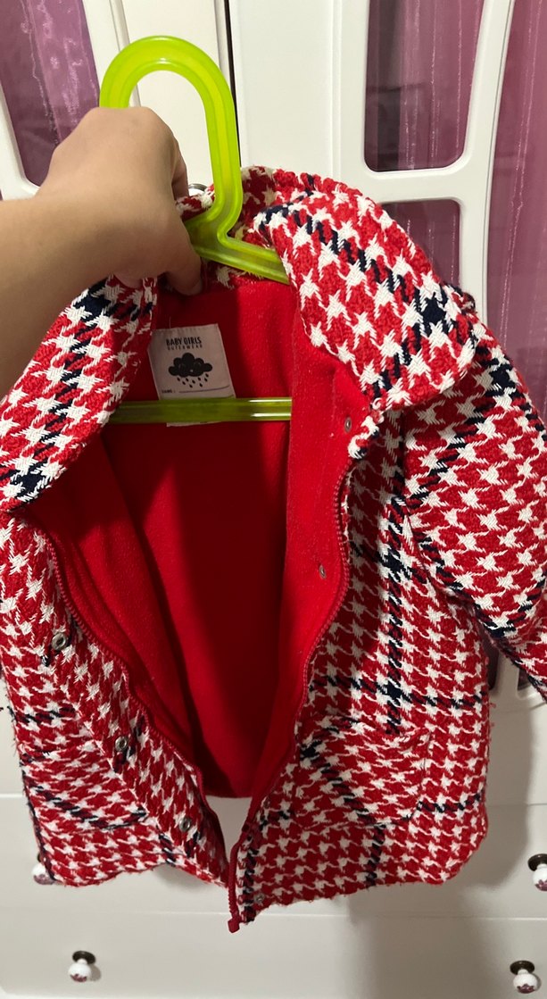 Kırmızı Desenli Fermuarlı kız çocuk Ceketi - Görsel 4