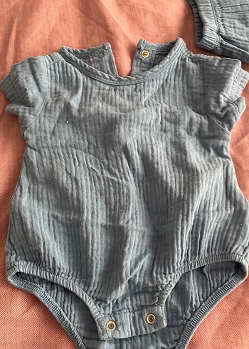 Mavi Keten Bebek Erkek Kısa Kollu Takım - Görsel 2