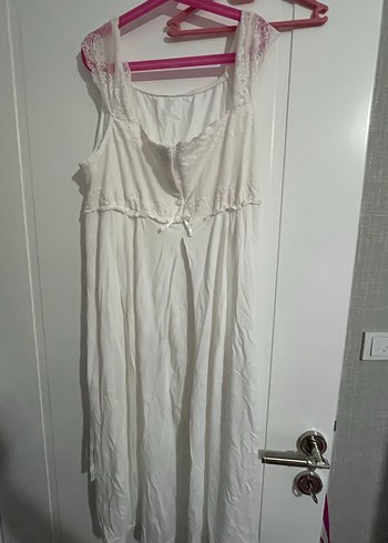 Beyaz Vintage Bohem Midi lohusa gecelik - Görsel 4