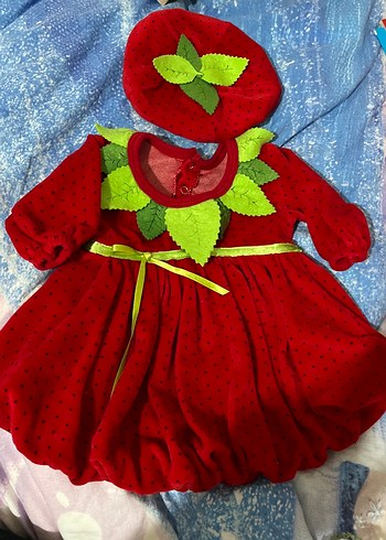 Kız Çocuk Kırmızı Nakışlı Uzun Kollu Elbise - Görsel 3