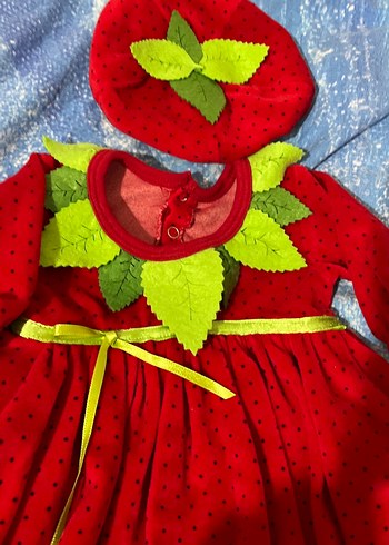 Kız Çocuk Kırmızı Nakışlı Uzun Kollu Elbise - Görsel 4