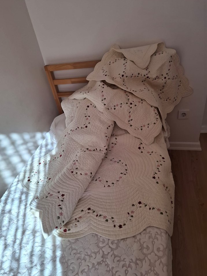 Nakışlı Ekru Yatak Örtüsü - Görsel 2