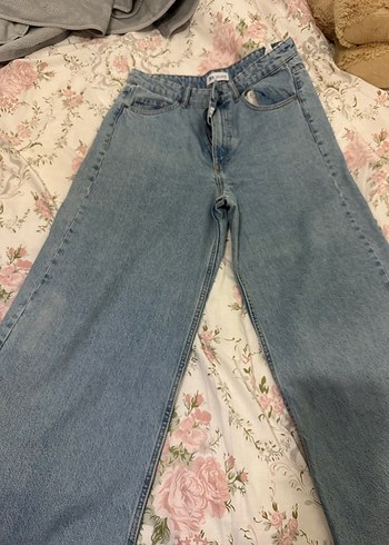 Mavi Bol Kesim Uzun Kadın Kot Pantolon - Görsel 2