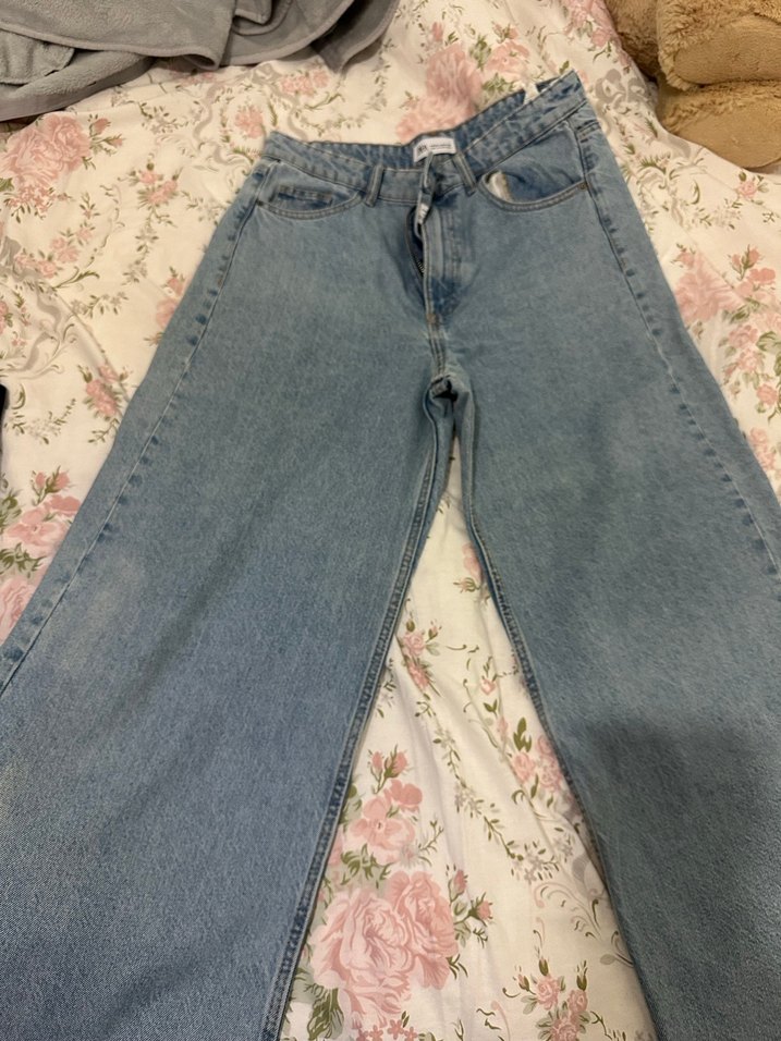 Mavi Bol Kesim Uzun Kadın Kot Pantolon - Görsel 2