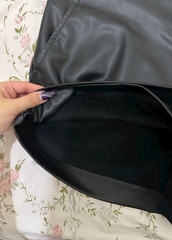 Siyah Deri Mini Etek - Görsel 2