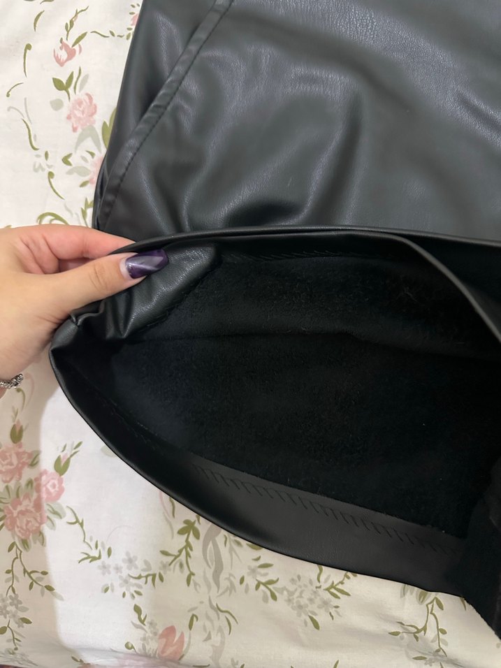 Siyah Deri Mini Etek - Görsel 2