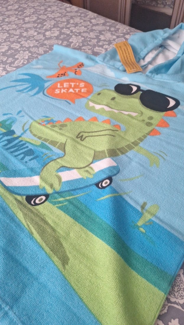 Kapüşonlu Baskılı Erkek Çocuk Bornozu - Görsel 2