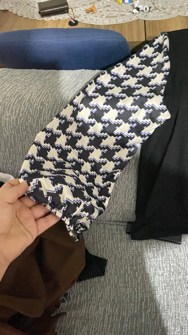 Drapeli Siyah Kadın Uzun Kollu Salaş Tişört - Görsel 3