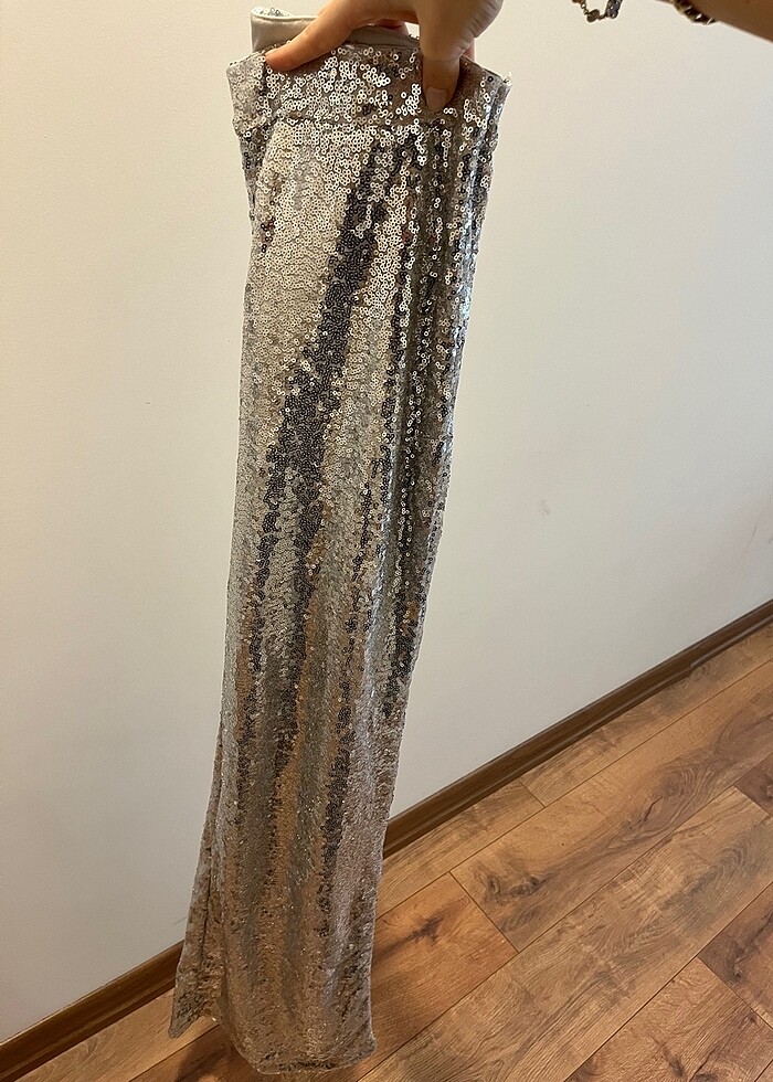 yüksek bel lastikli astarli pul payet pantolon - Görsel 2