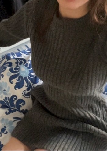 H&M Gri Triko Kadın Mini Elbise - Görsel 2