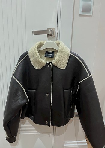 Pull&Bear Acı Kahve Kürklü Deri Kadın Ceket - Görsel 2