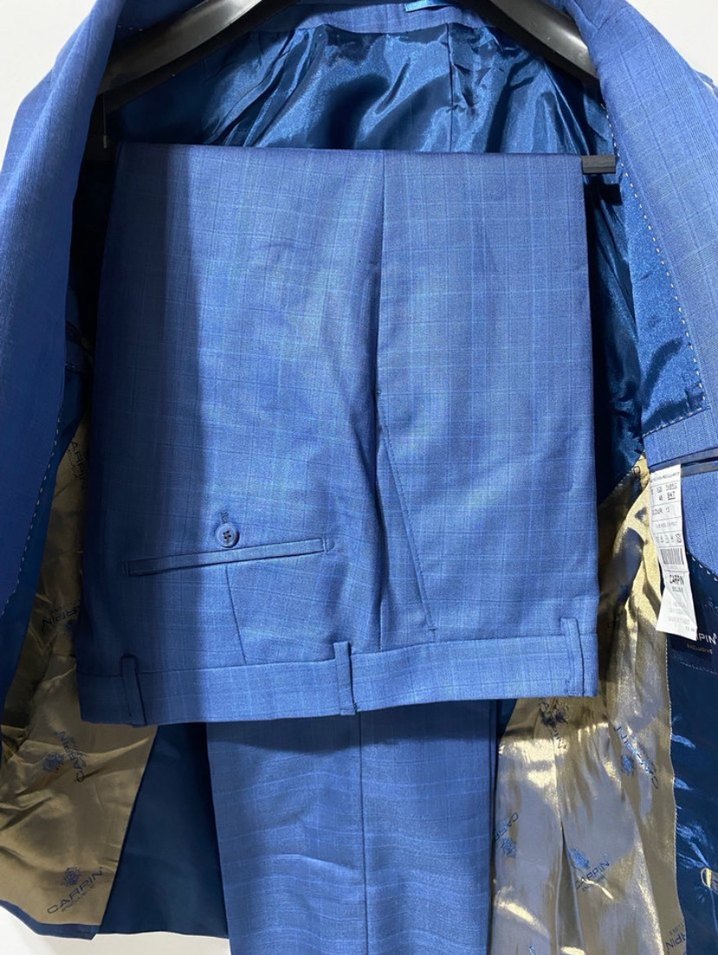 Erkek Mavi Düğmeli Klasik Takım Elbise - Görsel 2