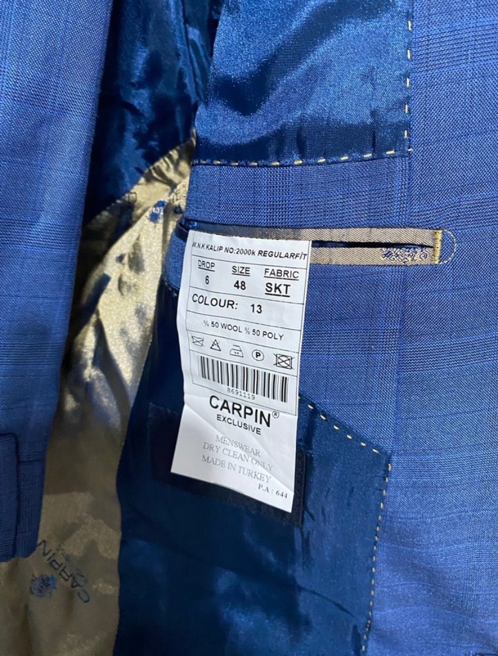 Erkek Mavi Düğmeli Klasik Takım Elbise - Görsel 3