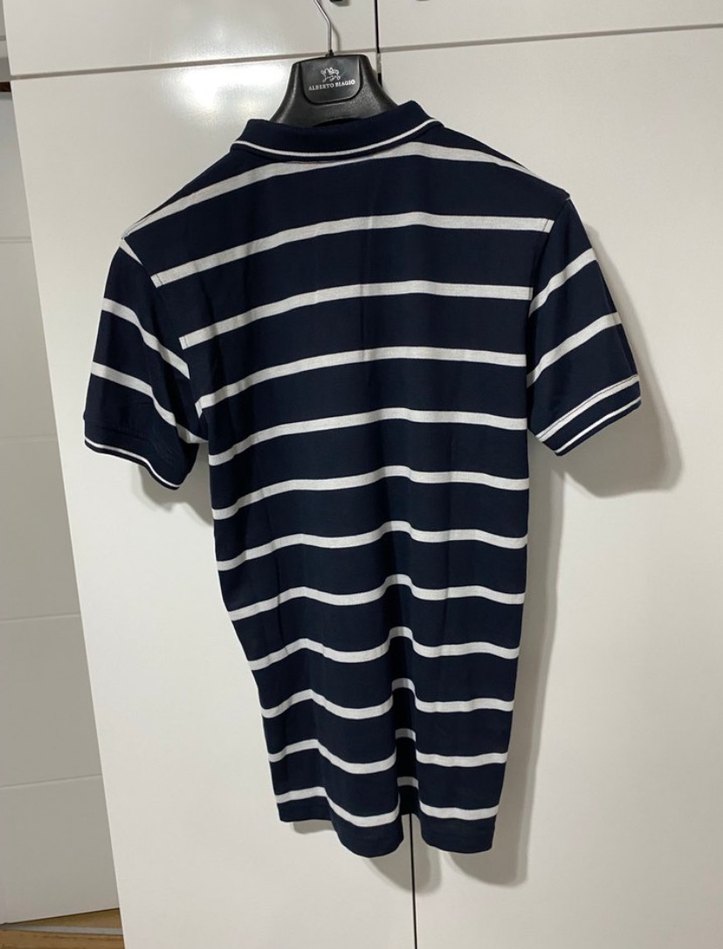 Navy Çizgili Kısa Kollu Polo Tişört - Görsel 3