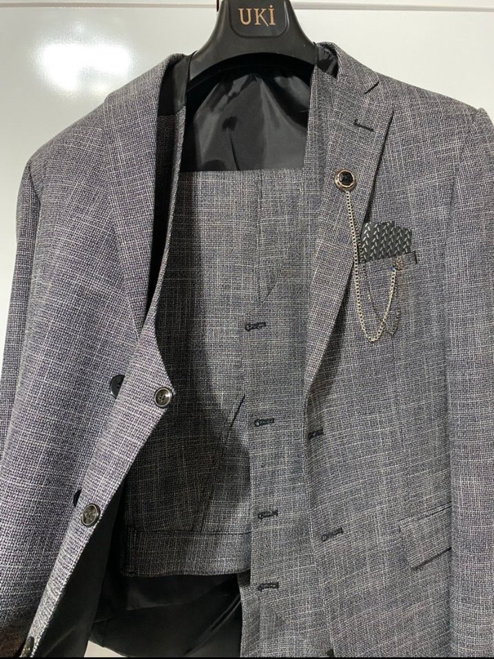 Gri Ekose Desenli Erkek Ceket - Görsel 2
