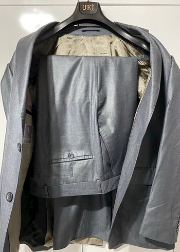 Erkek Gri Düğmeli Ofis Takım Elbise - Görsel 2