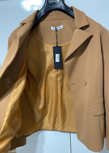 Bej Mini Kadın Blazer Ceket - Görsel 2