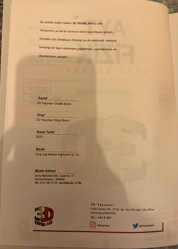 AYT Fizik 3D Soru Bankası