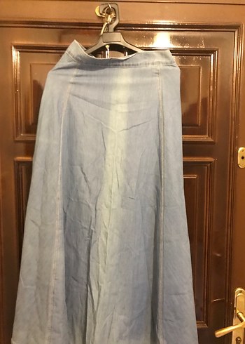 Bej Uzun Denim Kadın Etek - Görsel 2