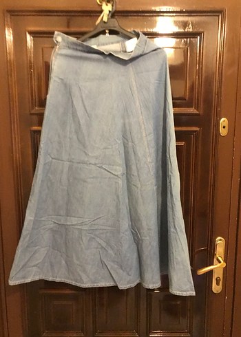 Bej Uzun Denim Kadın Etek - Görsel 3