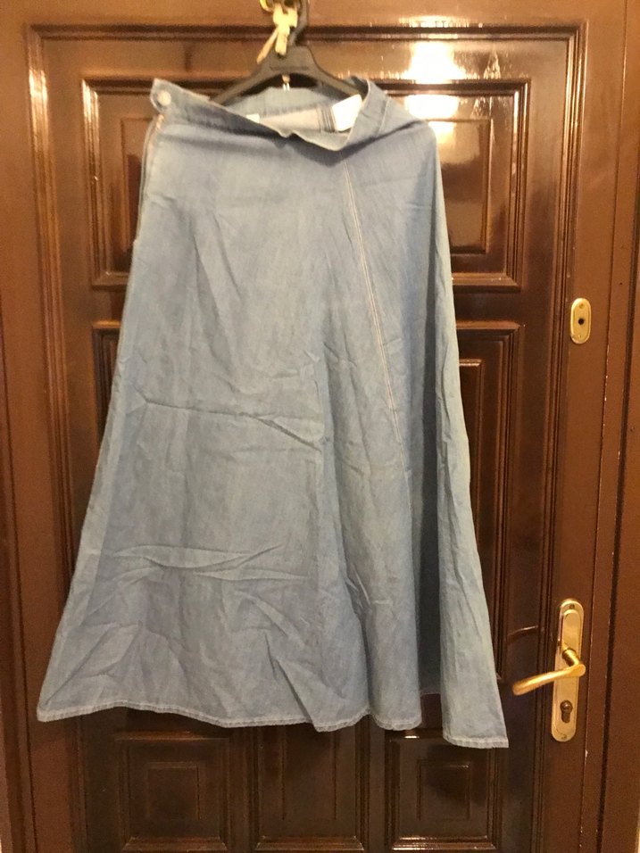 Bej Uzun Denim Kadın Etek - Görsel 3