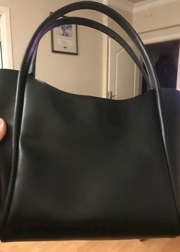 Siyah Deri Tokalı Kadın Çanta - Görsel 2