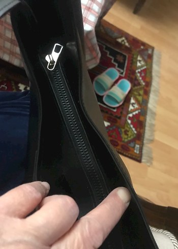 Siyah Deri Tokalı Kadın Çanta - Görsel 3