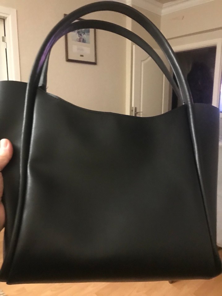 Siyah Deri Tokalı Kadın Çanta - Görsel 2