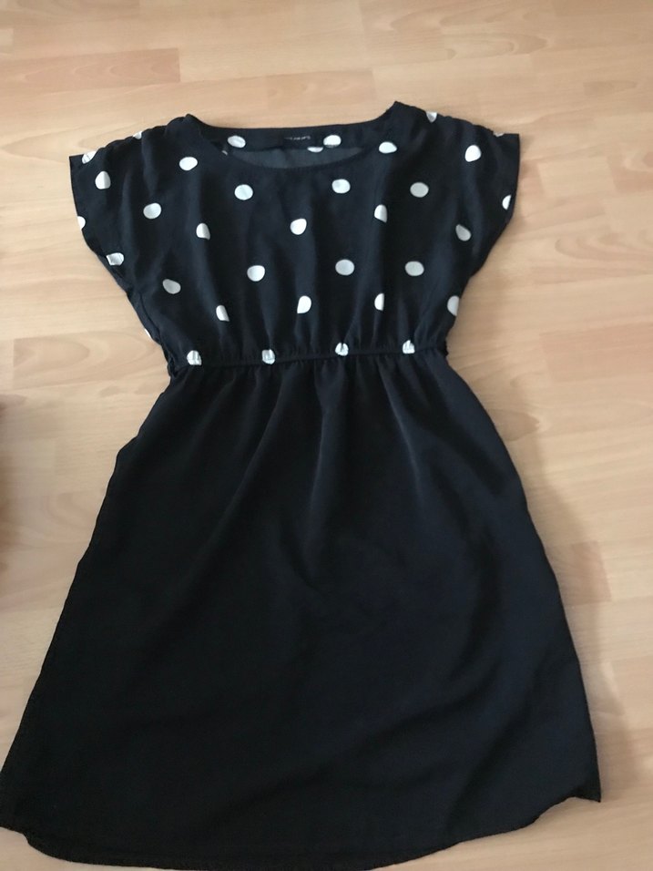 Siyah Puantiyeli Midi Elbise - Görsel 2