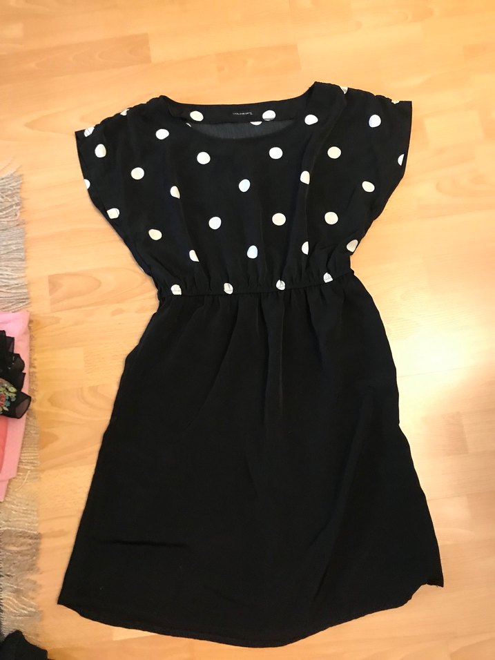 Siyah Puantiyeli Midi Elbise - Görsel 3