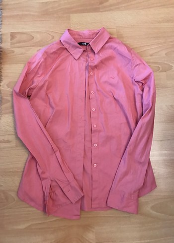 Düğmeli Pembe Kadın Keten Gömlek - Görsel 5