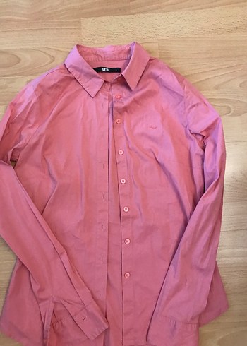 Düğmeli Pembe Kadın Keten Gömlek - Görsel 3