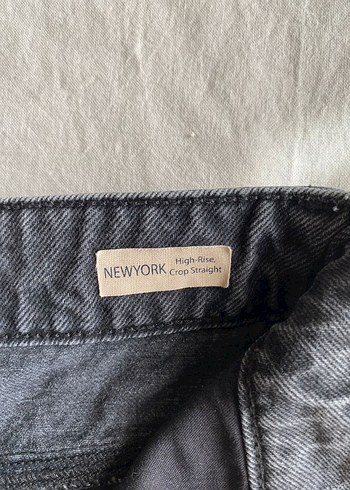 Yüksek Bel Gri Midi Kot Pantolon - Görsel 2