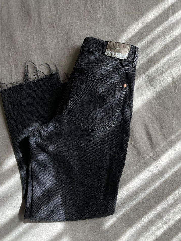 Yüksek Bel Gri Midi Kot Pantolon - Görsel 3