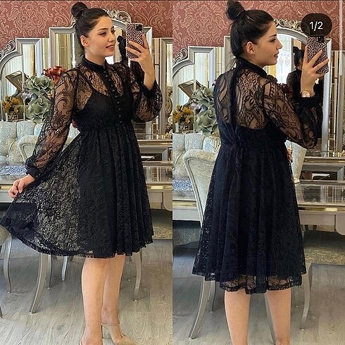Fransız dantel çan elbise