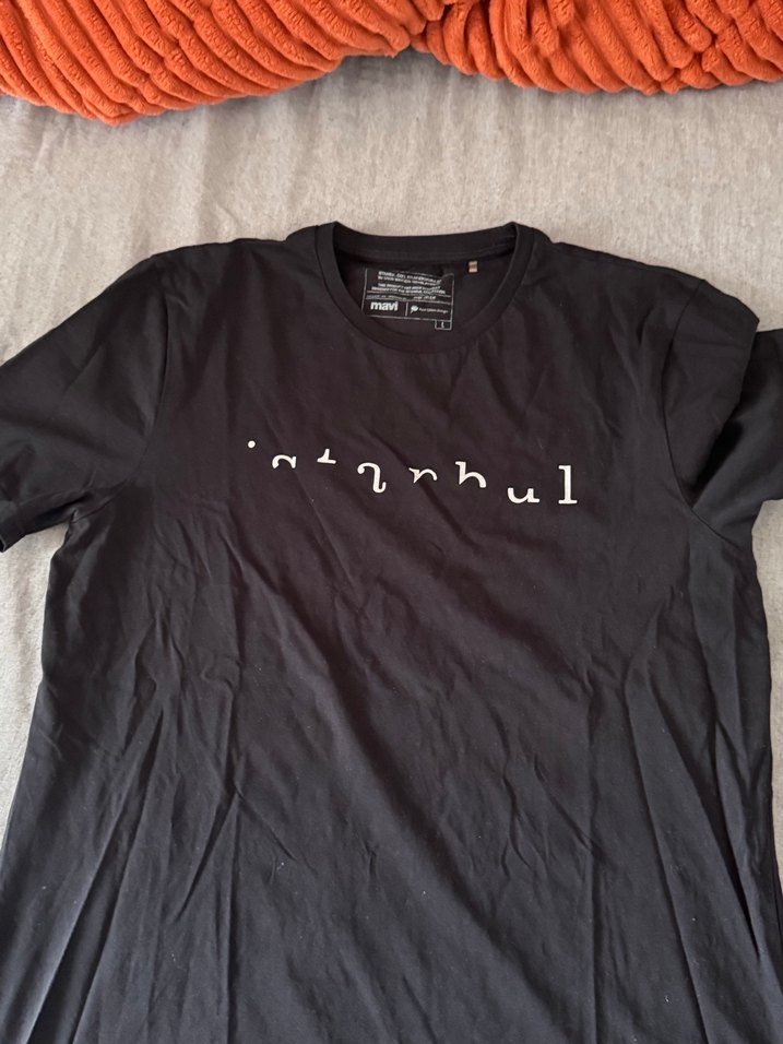 Mavi Siyah Baskılı Erkek Tişört - Görsel 2