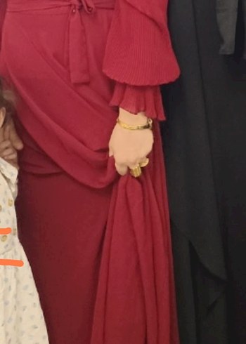 Bordo Uzun Drapeli Bohem Kadın Elbise