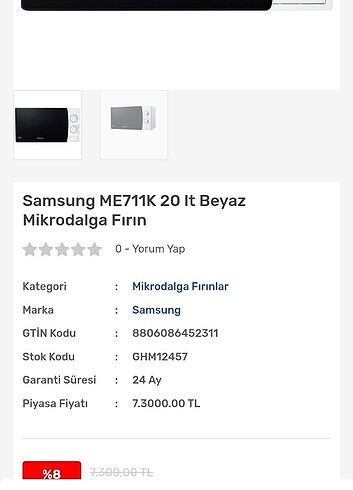  Beden Renk Mikrodalga firin