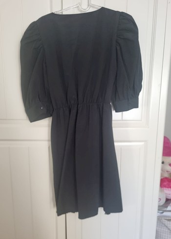 Siyah V Yakalı Midi Elbisesi - Görsel 4