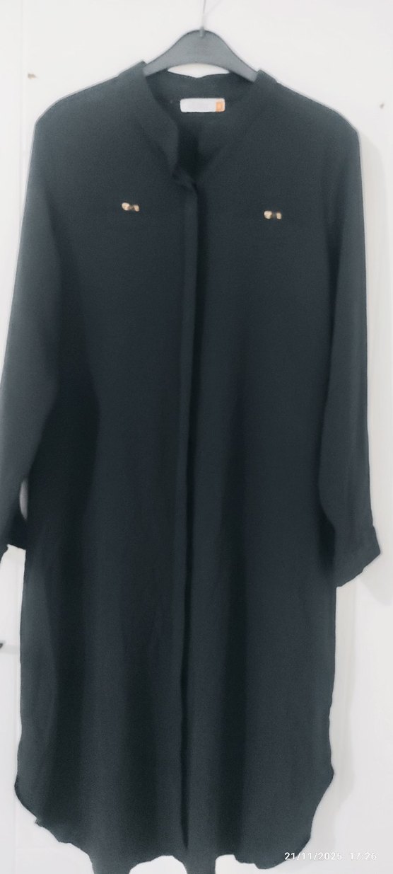 Uzun Kollu Siyah Kadın Uzun Elbise - Görsel 3