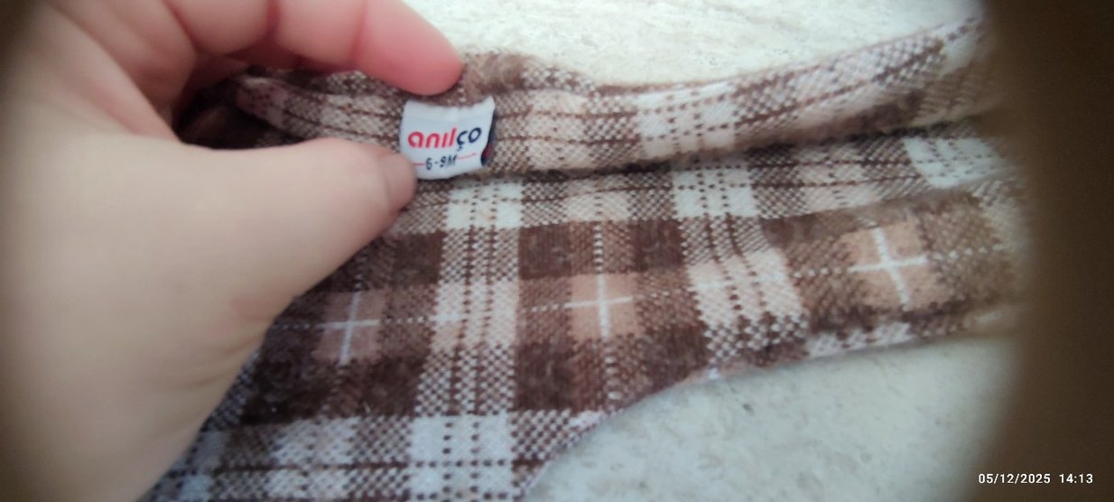 Kahverengi Ekose Nakışlı Bebek Önlüğü - Görsel 2