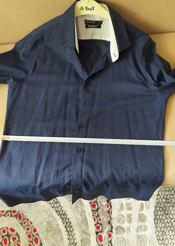 Mavi Parlak uzun Kollu Erkek Gömlek m beden - Görsel 6