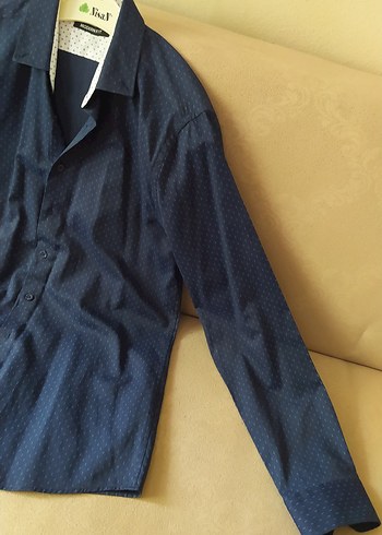 Mavi Parlak uzun Kollu Erkek Gömlek m beden - Görsel 12