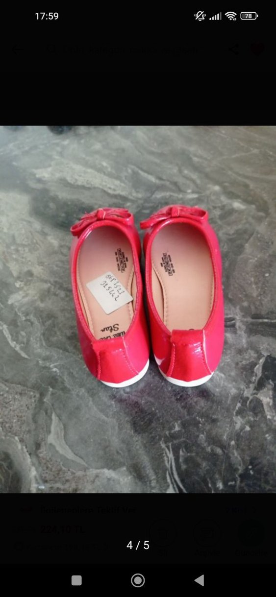 Kız Çocuk Kırmızı Fiyonk Detaylı Babet - Görsel 2