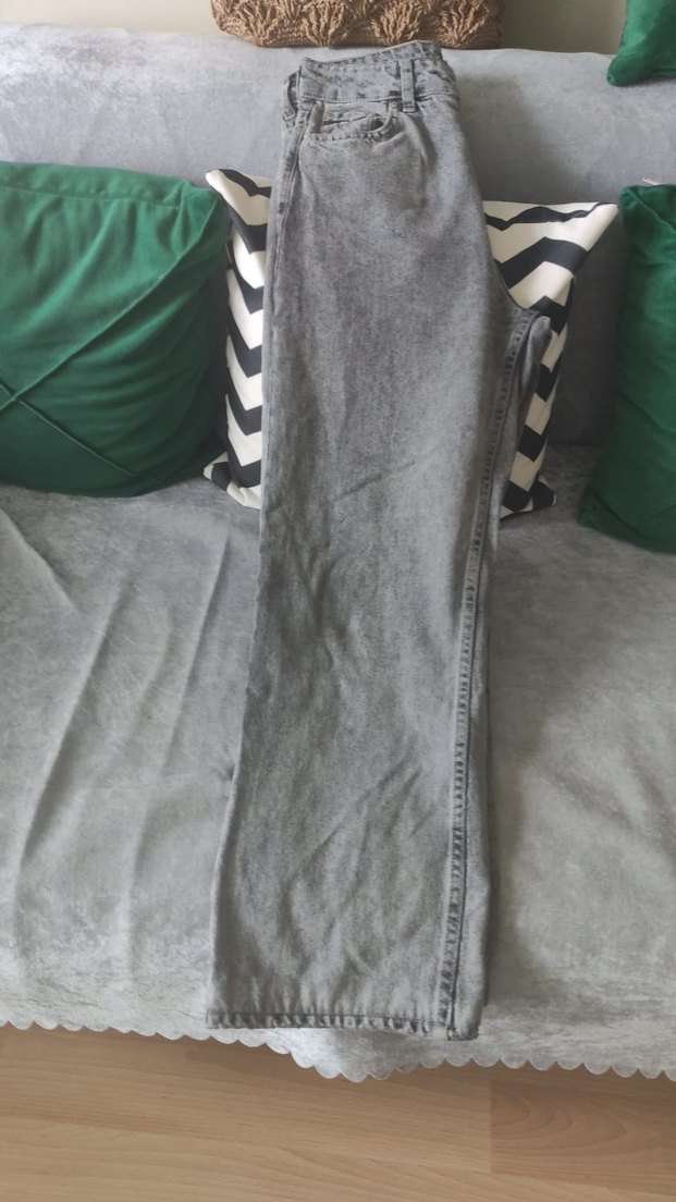 Gri Salaş Kesim Kot Pantolon - Görsel 2