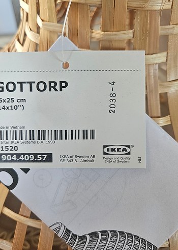 Beden IKEA GOTTORP Bej Örgü Desenli Abajur Başlığı