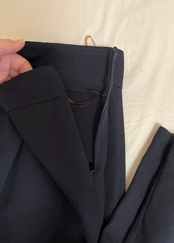 Siyah yüksek bel Kadın Kumaş Pantolon - Görsel 2